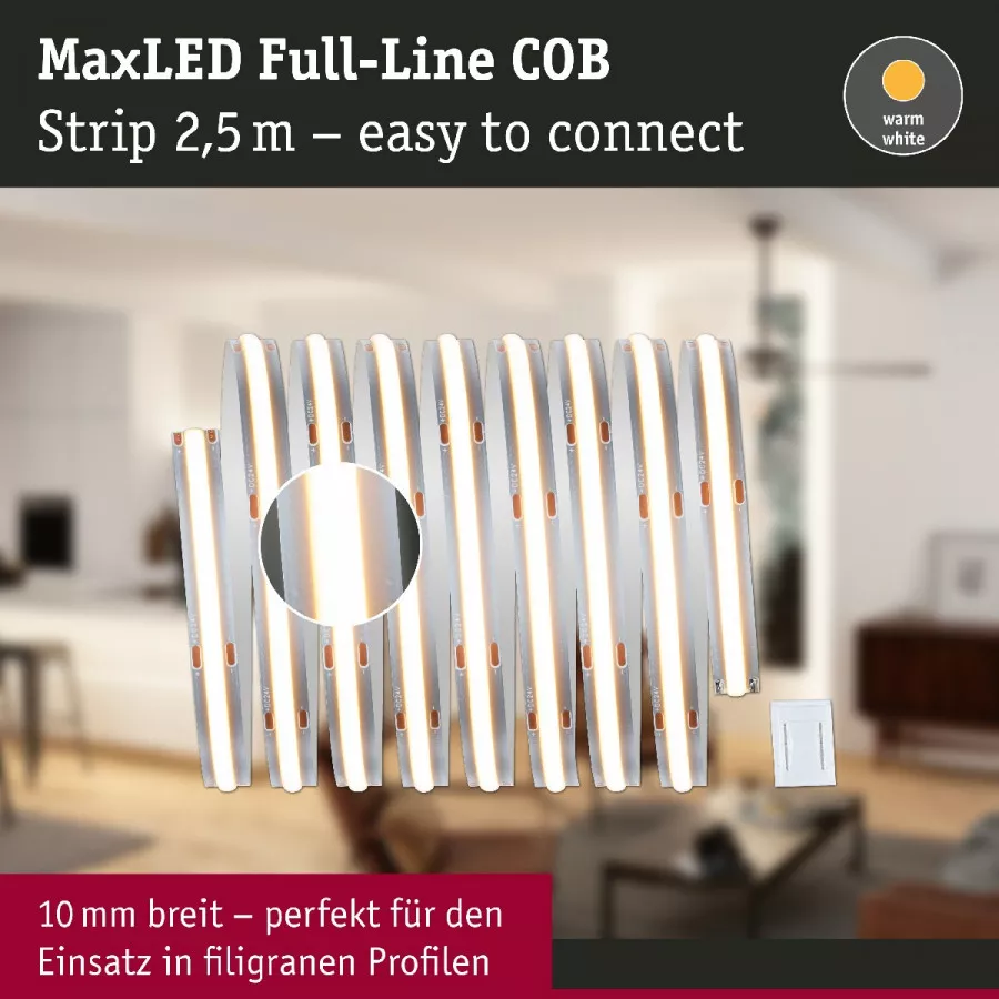 Paulmann 71047 MaxLED 500 LED Strip Full-Line COB Einzelstripe 2,5m 15W 1250lm 480LEDs/m 2700K