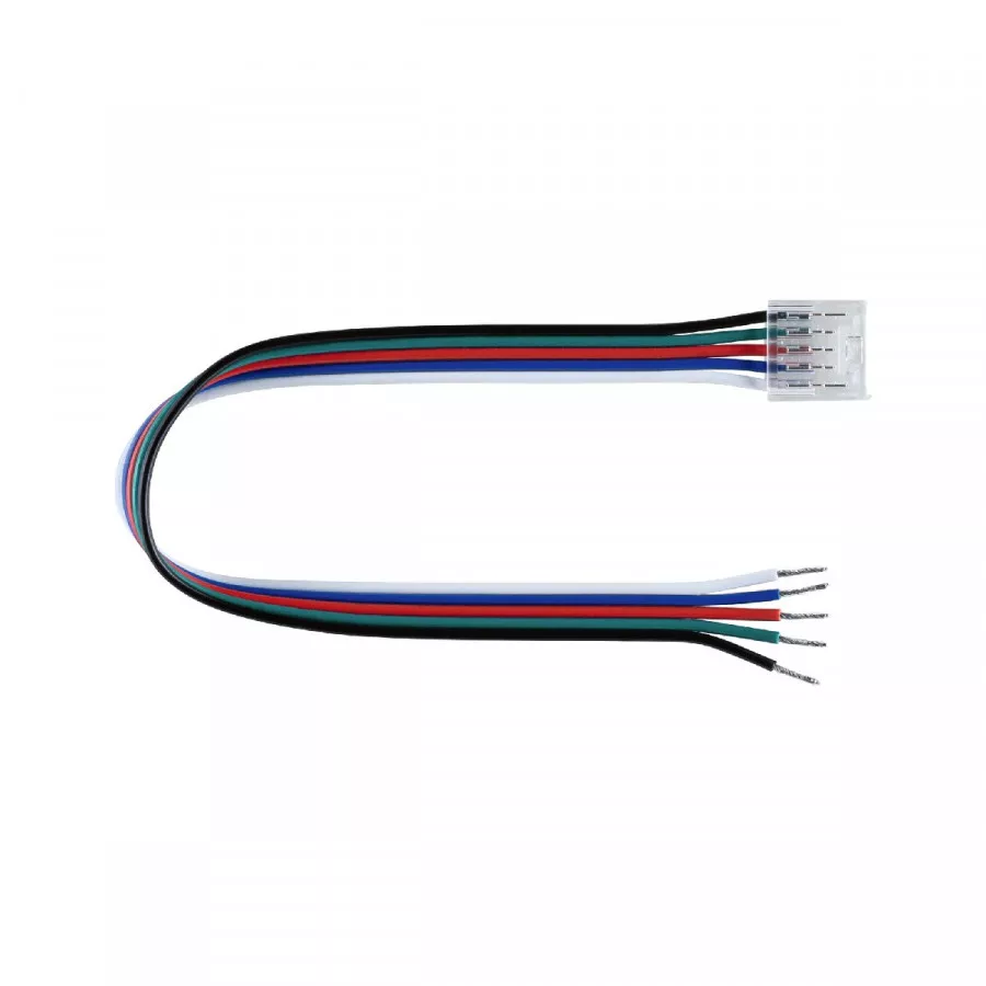 Paulmann 78465 Pro Connector RGBW Slim Feed Einspeisung 12mm offene Leitungsenden / Schneid-Klemm Strip Kabel 200mm