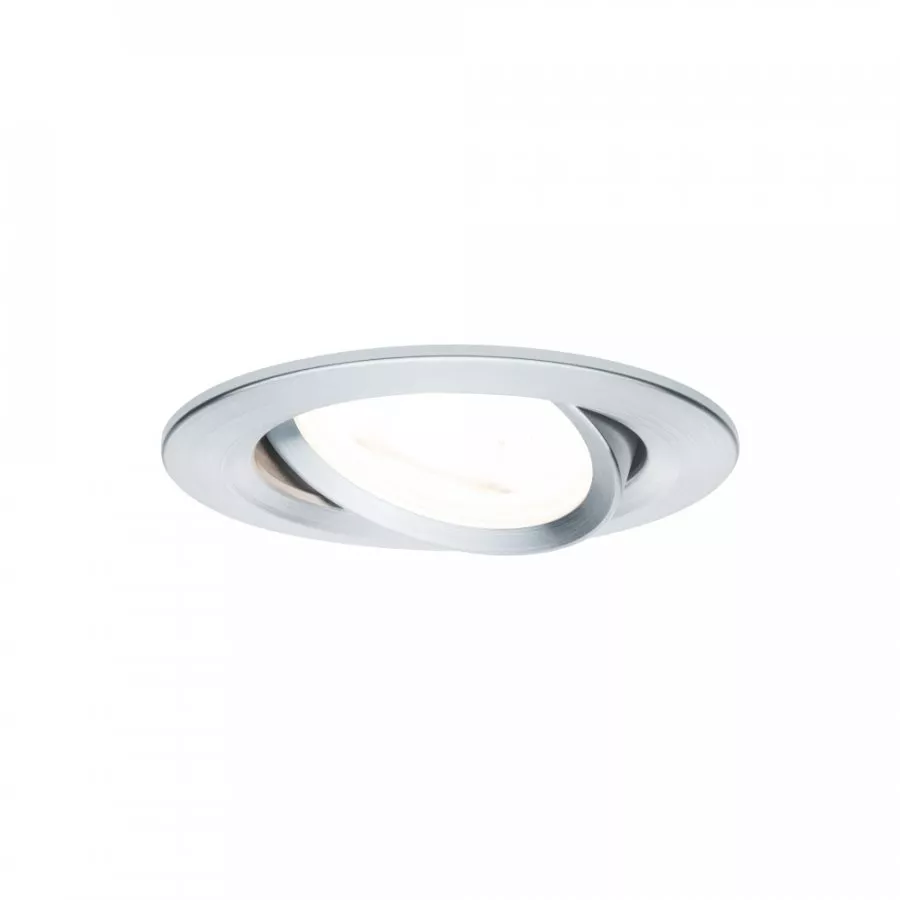 Paulmann 93469 LED Einbauleuchte 3-Step-Dim Nova Basisset schwenkbar rund 84mm 50° GU10 3x6,5W 3x460lm 230V dimmbar 2700K Alu gedreht