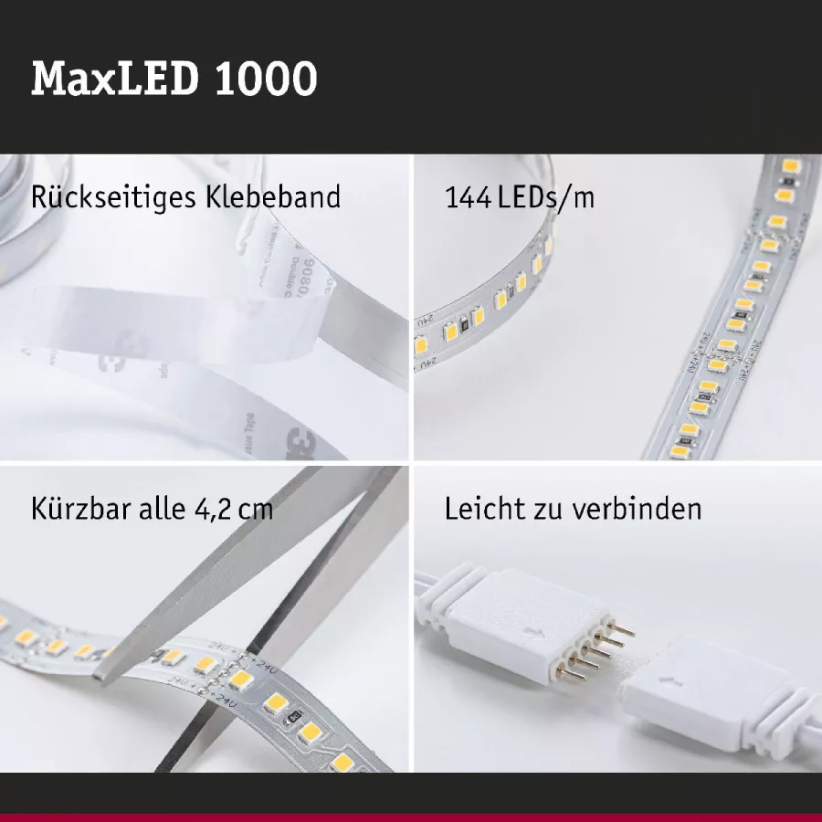 Paulmann 70569 MaxLED 1000 LED Strip Tageslichtweiß Einzelstripe 1m 11,5W 1100lm/m 6500K