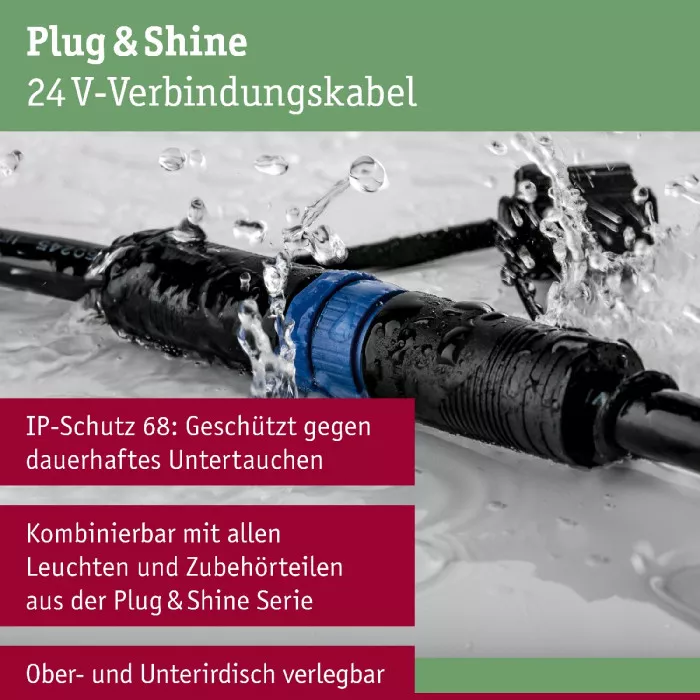 Paulmann 93926 Plug&Shine Connector IP68 2m Schwarz