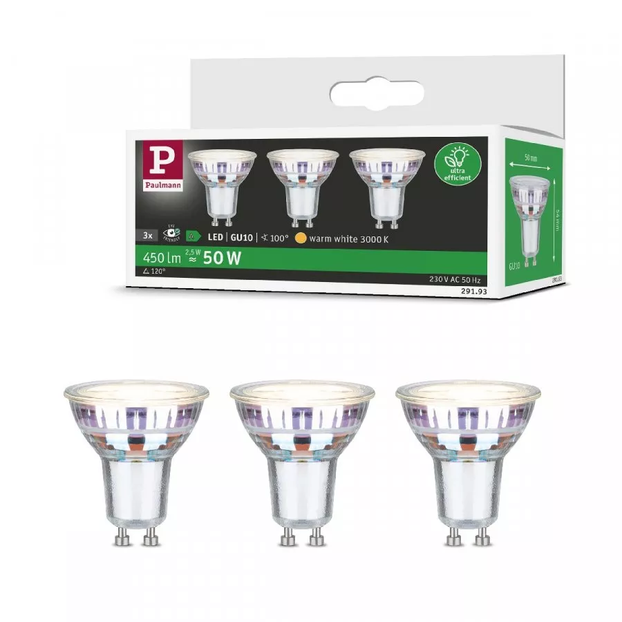 Paulmann 29193 Eco-Line Standard 230V LED Reflektor GU10 3x450lm 3x2,5W 3000K Silber