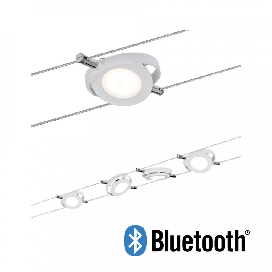 Paulmann 50107 LED Seilsystem Smart Home Bluetooth RoundMac Basisset 4x4W Tunable White dimmbar 230/12V Weiß matt