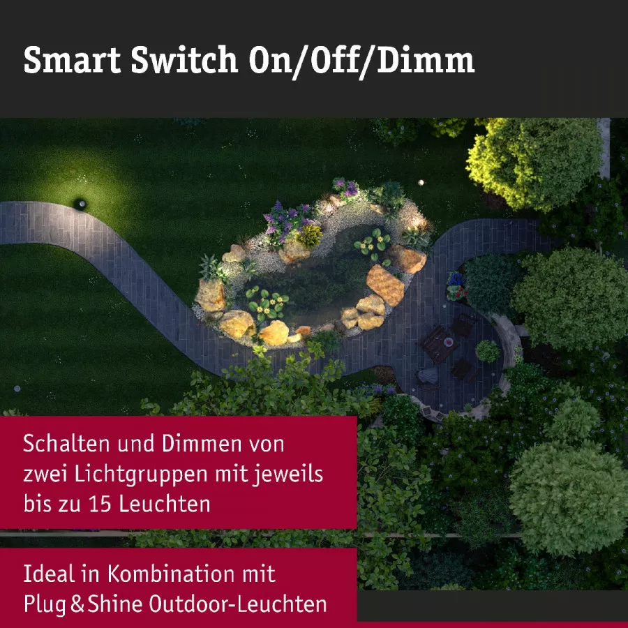 Paulmann 50137 Wandschalter Smart Home Zigbee On/Off/Dimm Outdoor Schwarz