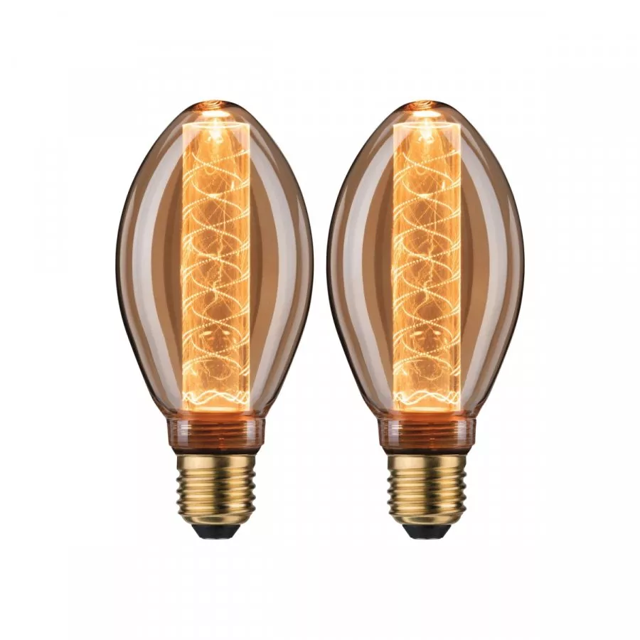 Paulmann 5072 Bundle 2x LED Vintage-Birne B75 Inner Glow 4W E27 Gold mit Innenkolben Spiralmuster