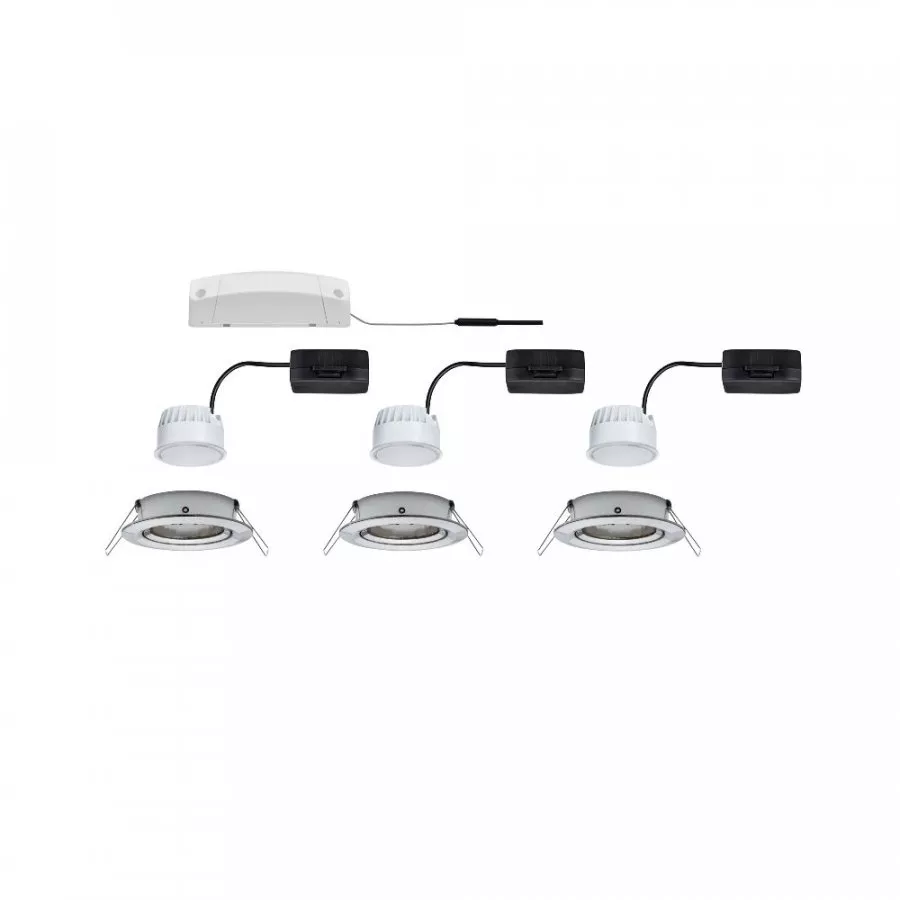 Paulmann 5141 Bundle LED Einbauleuchte Nova Coin schwenkbar 3x6,5W 2700K incl Cephei Eisen gebürstet