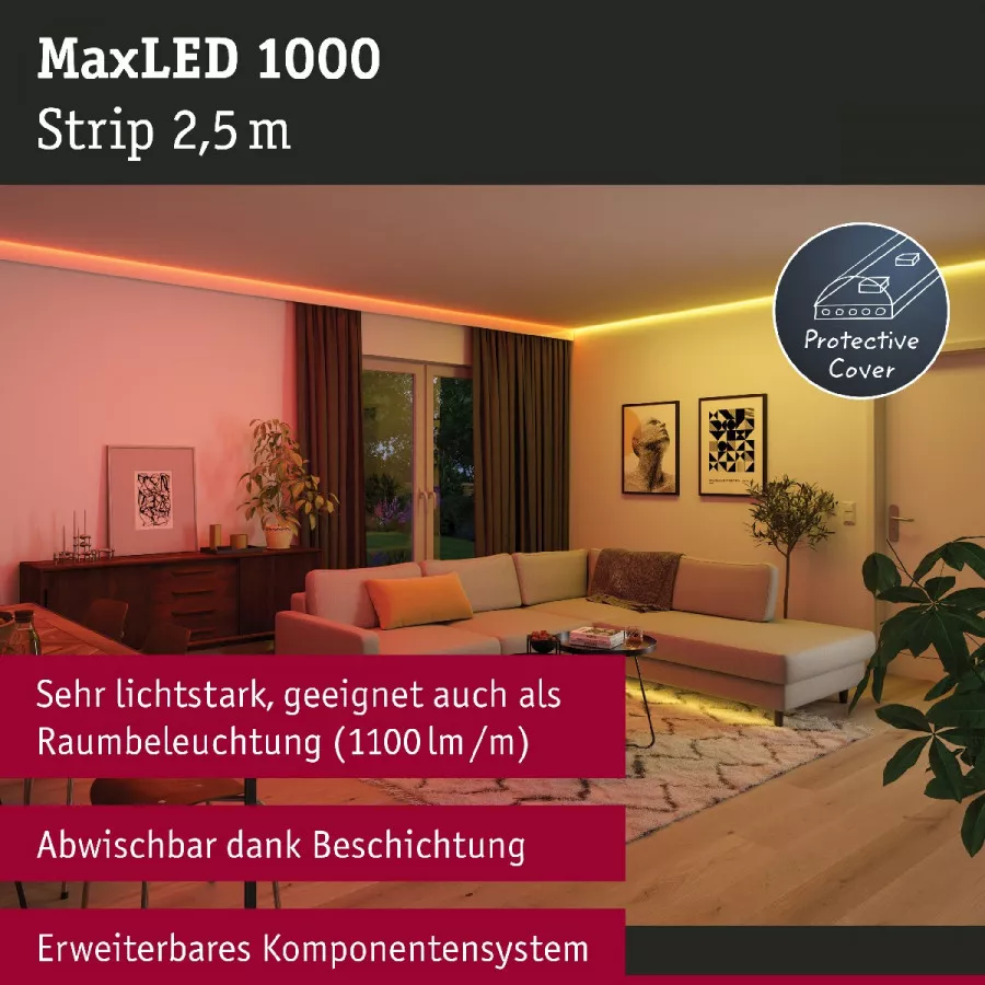 Paulmann 70530 MaxLED 1000 LED Strip RGBW Einzelstripe 2,5m IP44 28W 1000lm/m 72LEDs/m RGBW
