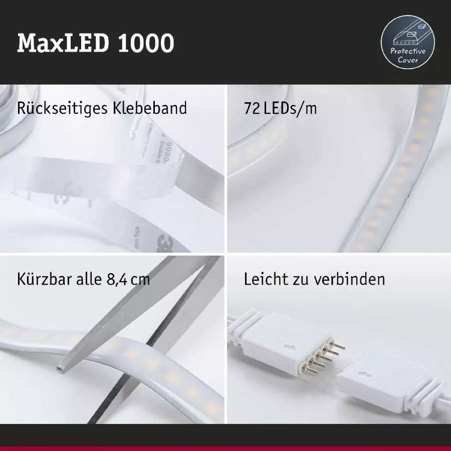Paulmann 70530 MaxLED 1000 LED Strip RGBW Einzelstripe 2,5m IP44 28W 1000lm/m 72LEDs/m RGBW