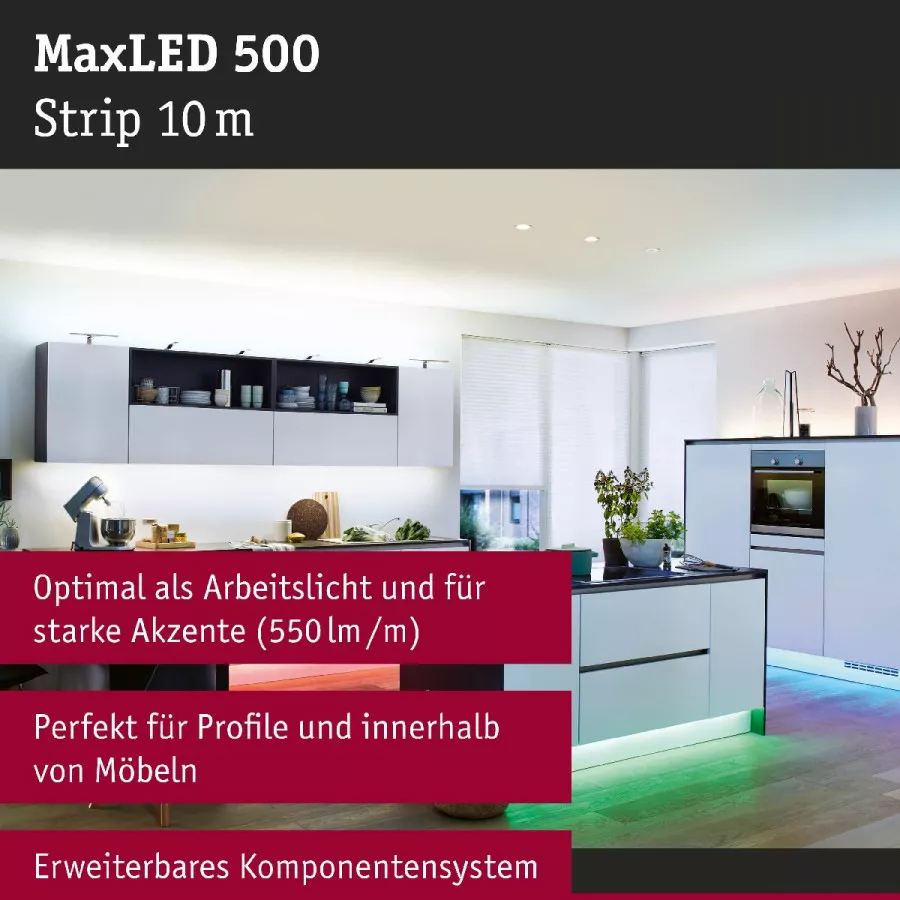 Paulmann 71044 MaxLED 500 LED Strip RGBW inkl. Adapterkabel 10m 72W 500lm/m 60LEDs/m