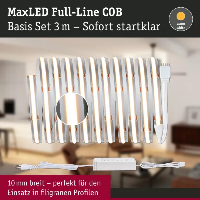 Paulmann 71046 MaxLED 500 LED Strip Full-Line COB Basisset 3m 19W 1500lm 480LEDs/m 2700K 36VA