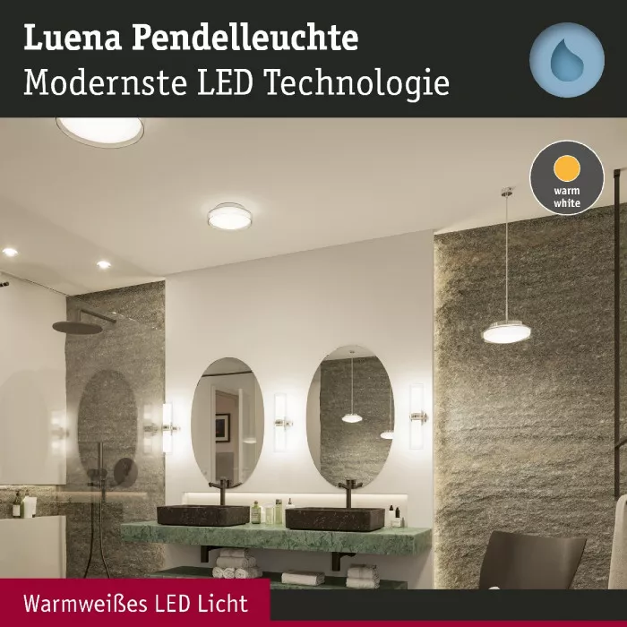 Paulmann 71080 Selection Bathroom LED Pendelleuchte Luena IP44 11,5W Glas/Chrom