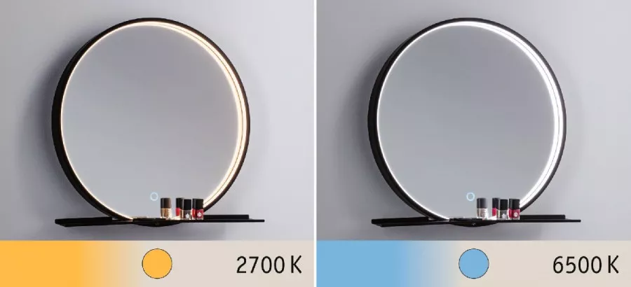 Paulmann 71090 LED Leuchtspiegel Miro IP44 Tunable White 160lm 230V 10,5W Spiegel/Schwarz matt