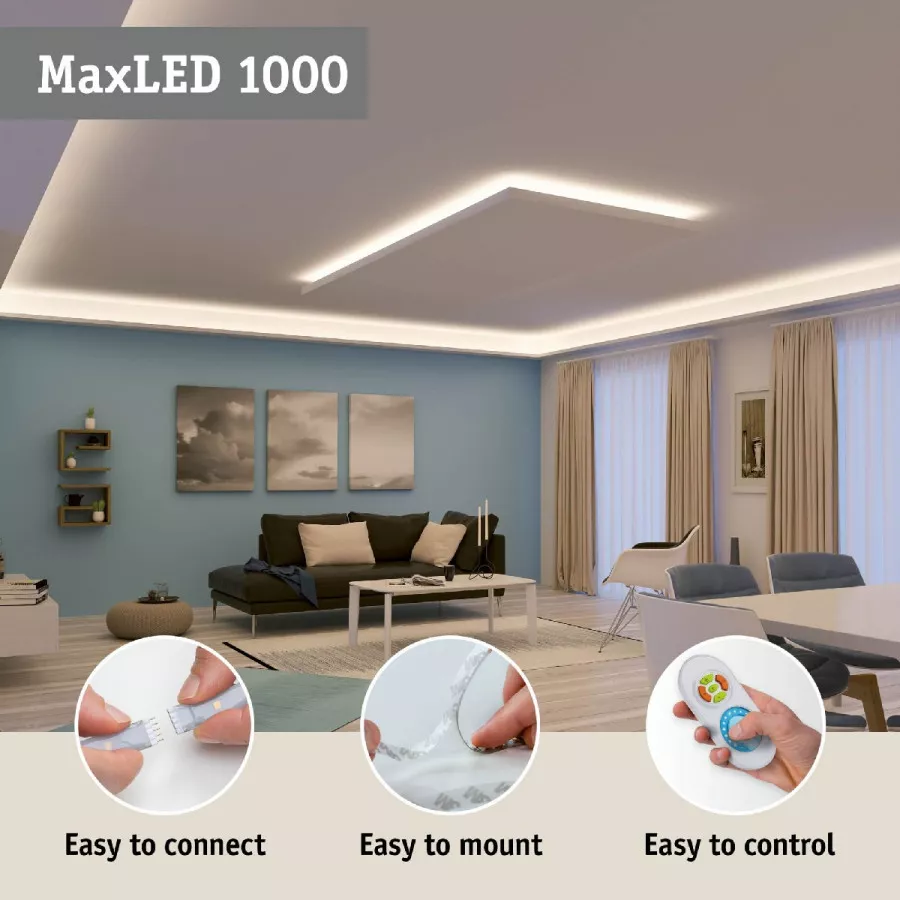 Paulmann 71116 MaxLED 1000 LED Strip Full-Line COB Einzelstripe 2,5m 23,5W 1200lm/m 672LEDs/m Tunable White