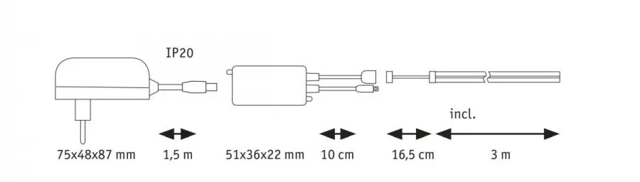 Paulmann 78864 SimpLED LED Strip Full-Line COB Basisset 3m 22W 990lm 840LEDs/m RGB 24VA