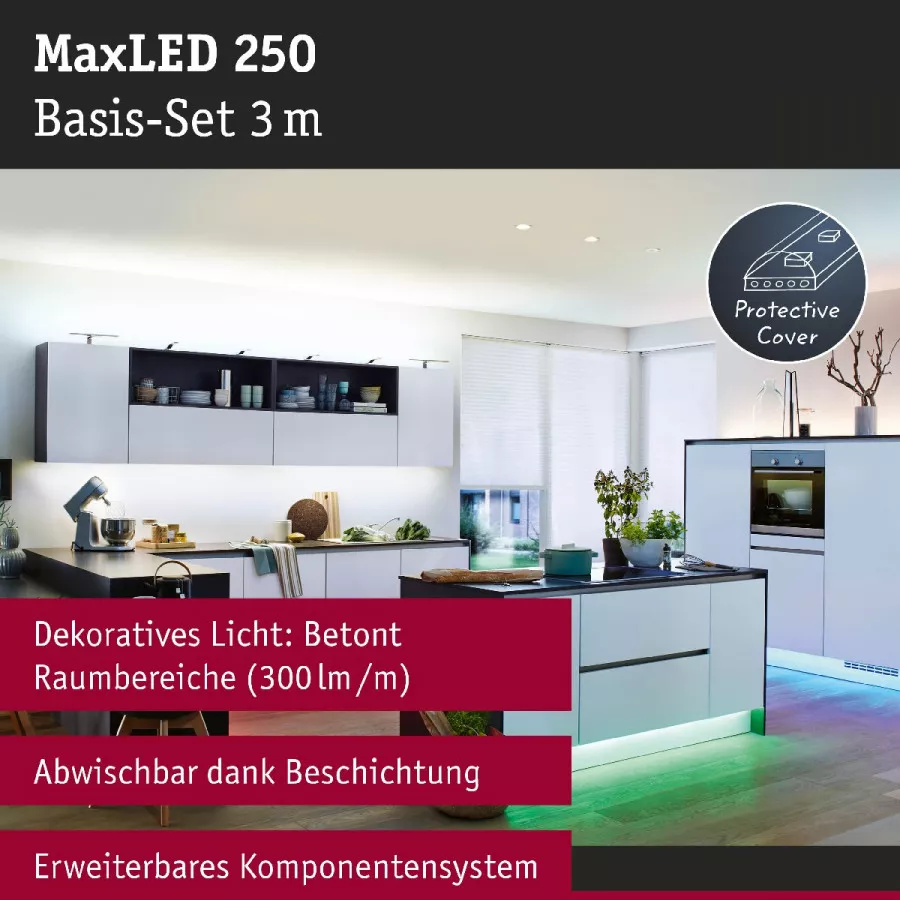 Paulmann 78866 MaxLED 250 LED Strip Smart Home Zigbee RGBW beschichtet Basisset 3m IP44 15W 600lm 30LEDs/m RGBW+ 36VA