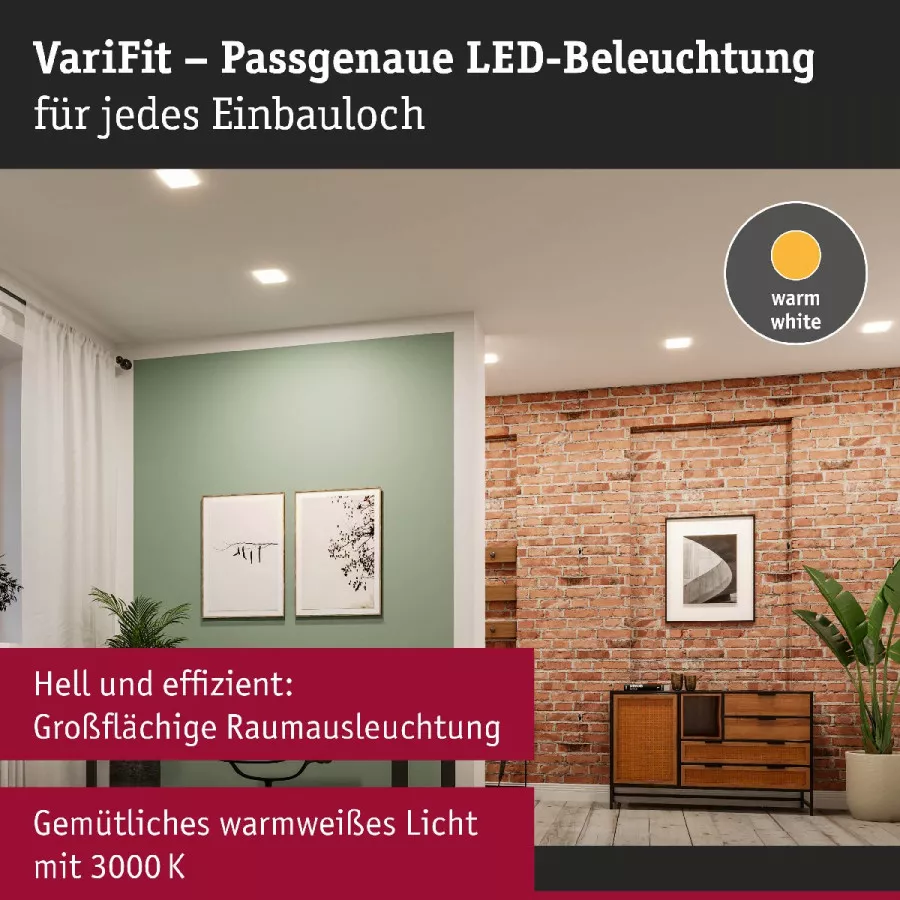 Paulmann 79941 VariFit LED Einbaupanel Veluna Edge IP44 eckig 90x90mm 450lm 3000K Weiß