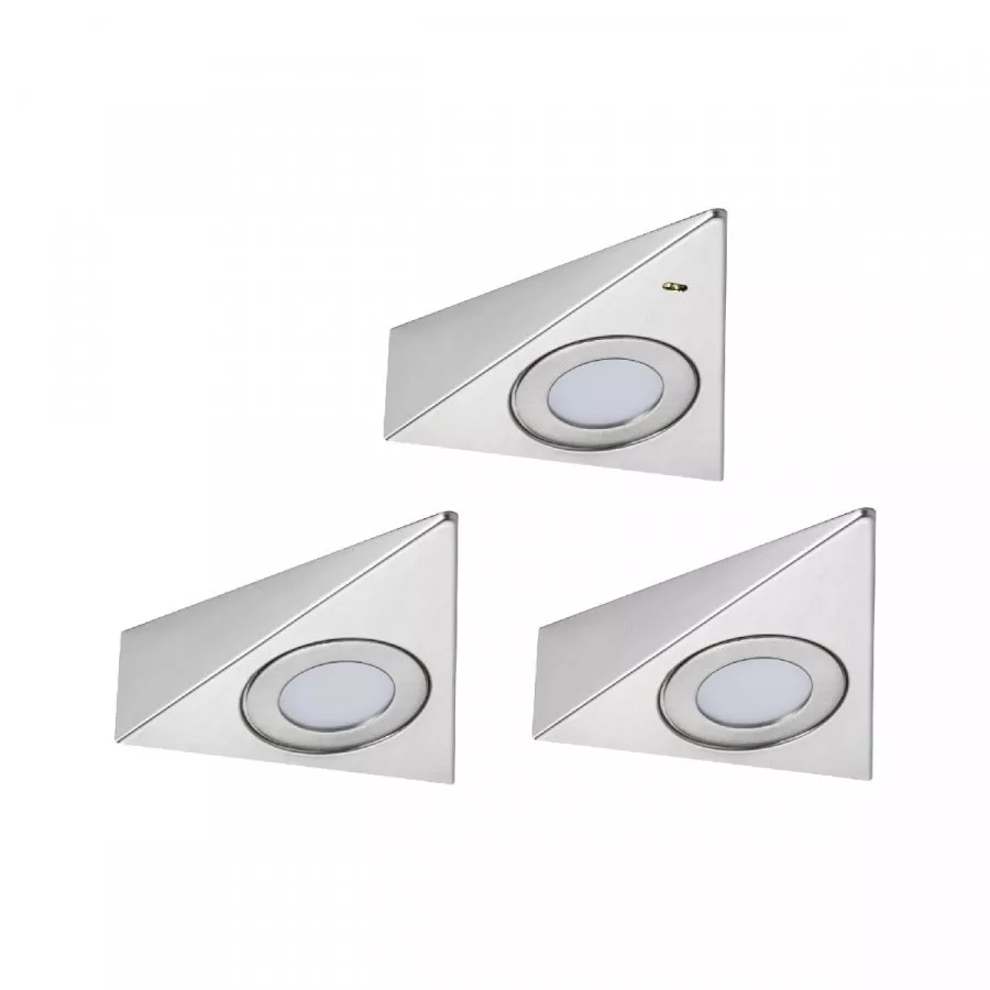 Paulmann 92126 LED Unterschrankleuchte Trias Näherungsensor 3er-Set 3x2,7W 135x132mm 3x185lm 4000K 230/12V Eisen gebürstet