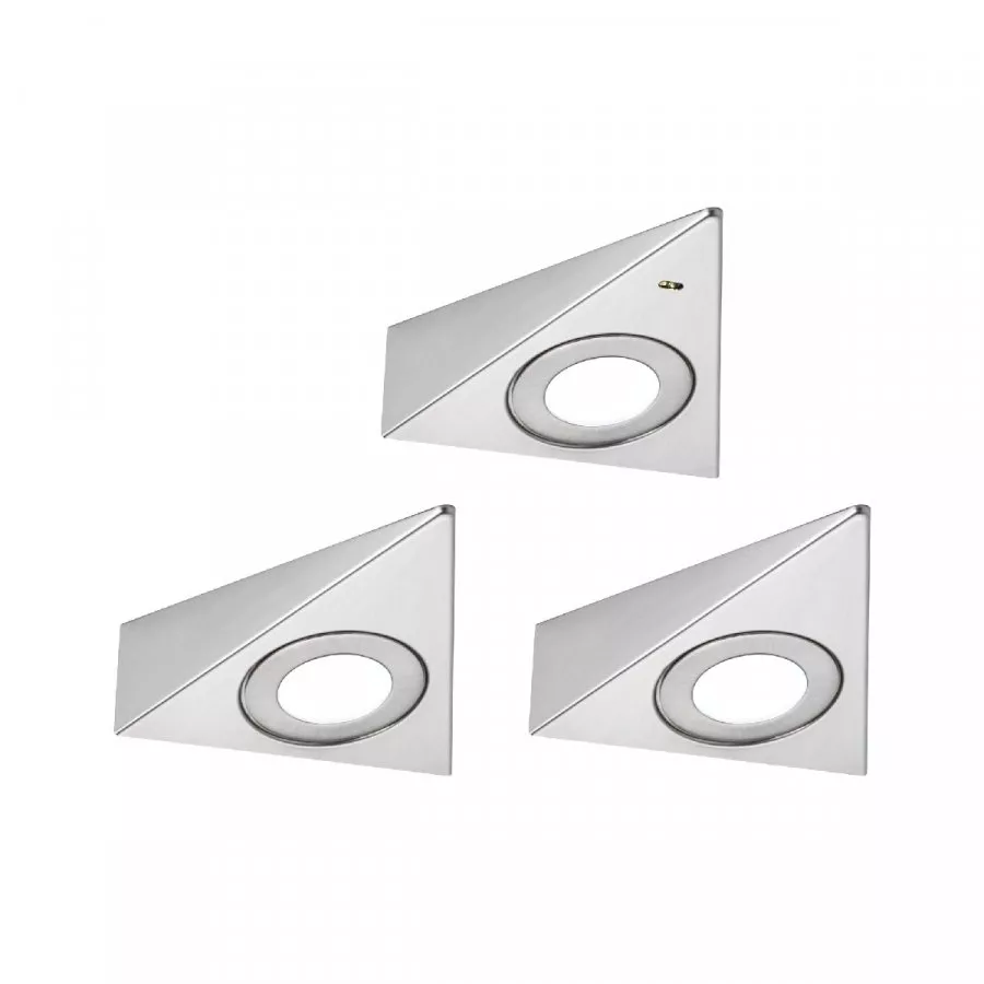 Paulmann 92126 LED Unterschrankleuchte Trias Näherungsensor 3er-Set 3x2,7W 135x132mm 3x185lm 4000K 230/12V Eisen gebürstet