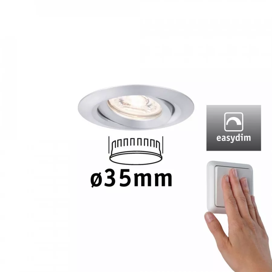 Paulmann 92974 LED Einbauleuchte Nova mini Plus EasyDim schwenkbar 1x4,2W 2700K Alu 230V