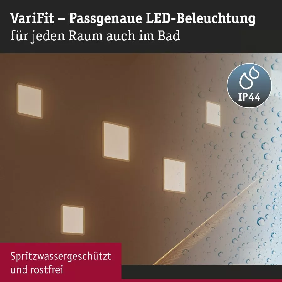 Paulmann 93053 LED Einbaupanel Areo VariFit IP44 3-Stufen-dimmbar 175x175mm 13W 3.000K Weiß