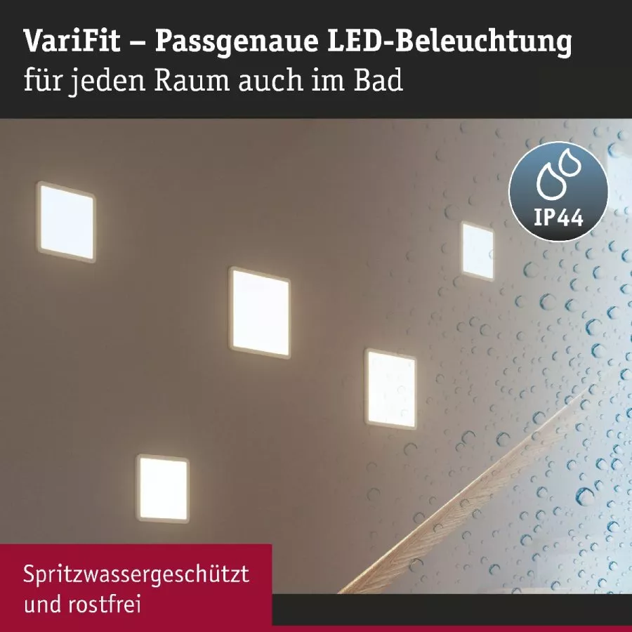 Paulmann 93059 LED Einbaupanel Areo VariFit IP44 3-Stufen-dimmbar 175x175mm 13W 4.000K Weiß
