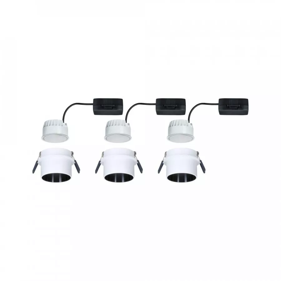 Paulmann 93377 Einbauleuchte LED Gil 3x6W IP44 2.700K Weiß / Schwarz matt 3-Stufen-dimmbar