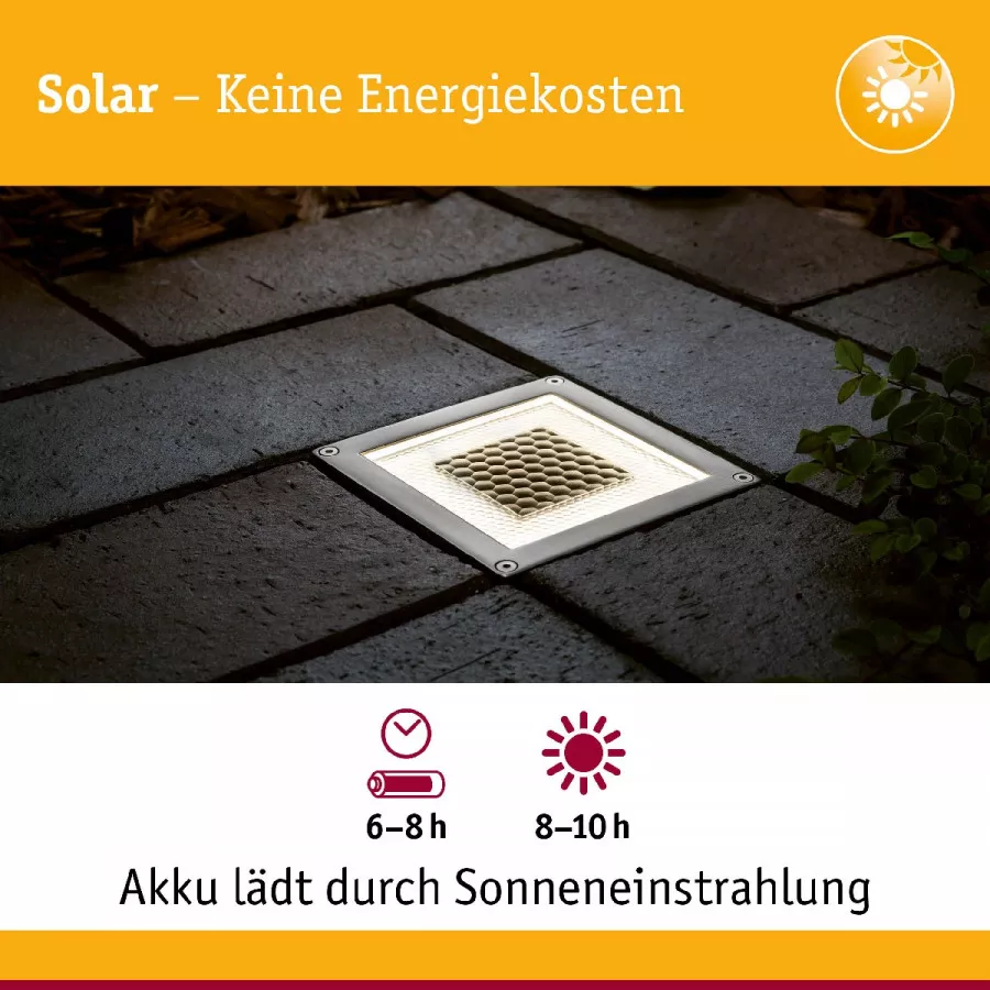 Paulmann 93774 Bodeneinbauleuchten-Set Solar Cube LED Edelstahl, 1er Set