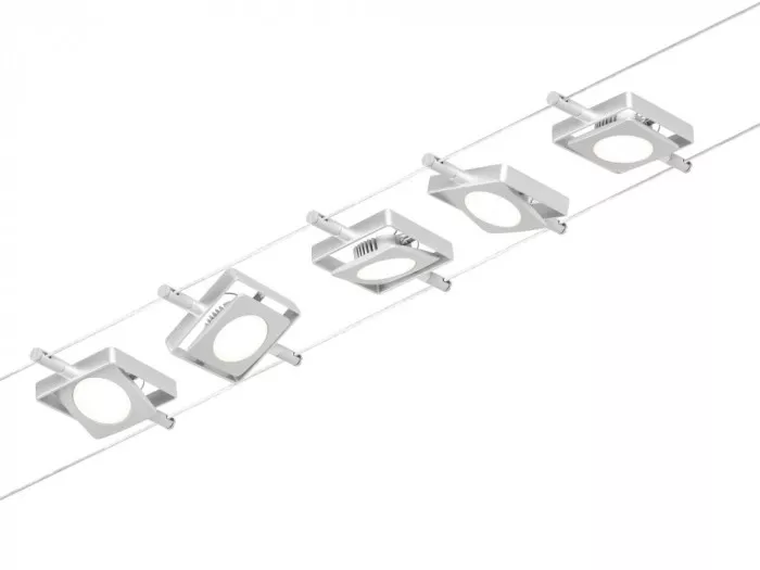 Paulmann 94420 CorDuo LED Seilsystem MacLED Basisset 5x250lm 5x4,5W 3000K 230/12V Chrom matt/Chrom