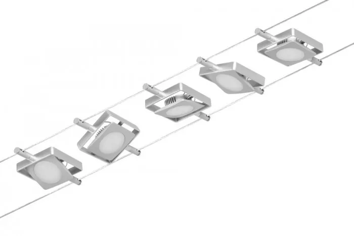 Paulmann 94420 CorDuo LED Seilsystem MacLED Basisset 5x250lm 5x4,5W 3000K 230/12V Chrom matt/Chrom