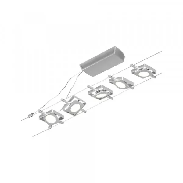 Paulmann 94420 CorDuo LED Seilsystem MacLED Basisset 5x250lm 5x4,5W 3000K 230/12V Chrom matt/Chrom