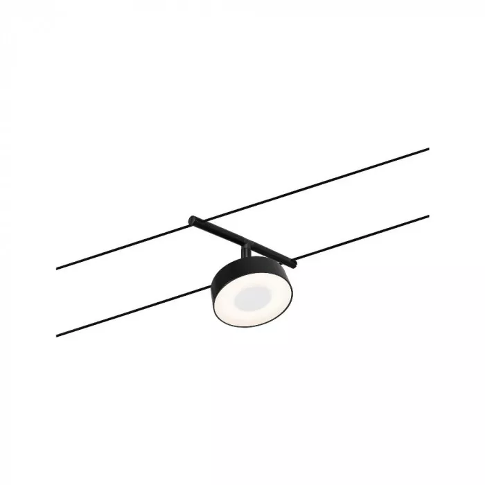 Paulmann 94480 CorDuo LED Seilsystem Circle Einzelspot 180lm 5W 3000K 12V Schwarz matt/Chrom