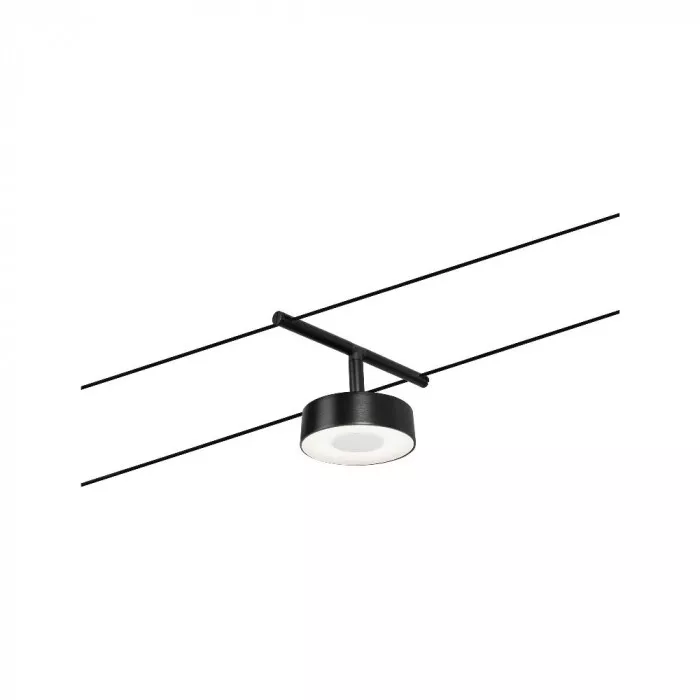 Paulmann 94480 CorDuo LED Seilsystem Circle Einzelspot 180lm 5W 3000K 12V Schwarz matt/Chrom