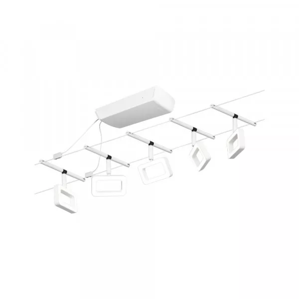 Paulmann 94483 CorDuo LED Seilsystem Frame Basisset 5x280lm 5x4,8W 3000K 230/12V Weiß matt/Chrom