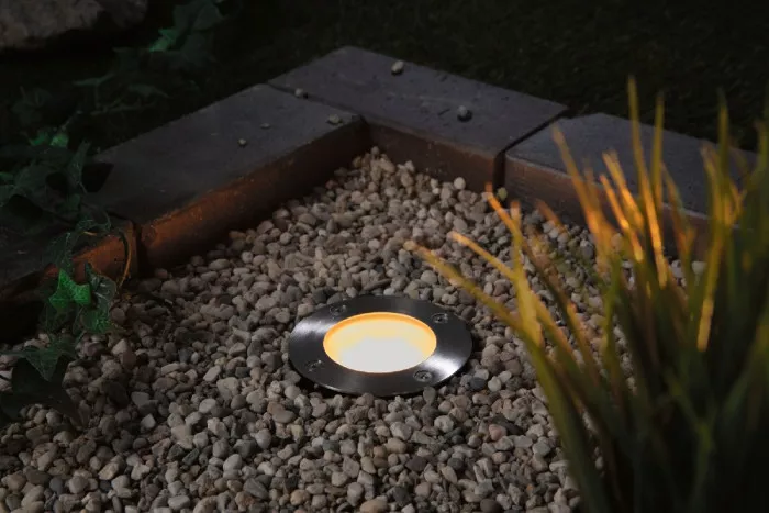 Paulmann 94588 Plug & Shine LED Bodeneinbauleuchte Smart Home Zigbee 3.0 Goldlicht Einzelspot Insektenfreundlich IP65 Tunable Warm 4,6W Schwarz