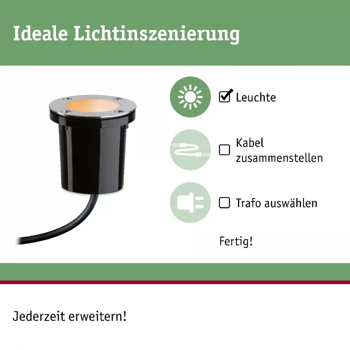 Paulmann 94588 Plug & Shine LED Bodeneinbauleuchte Smart Home Zigbee 3.0 Goldlicht Einzelspot Insektenfreundlich IP65 Tunable Warm 4,6W Schwarz