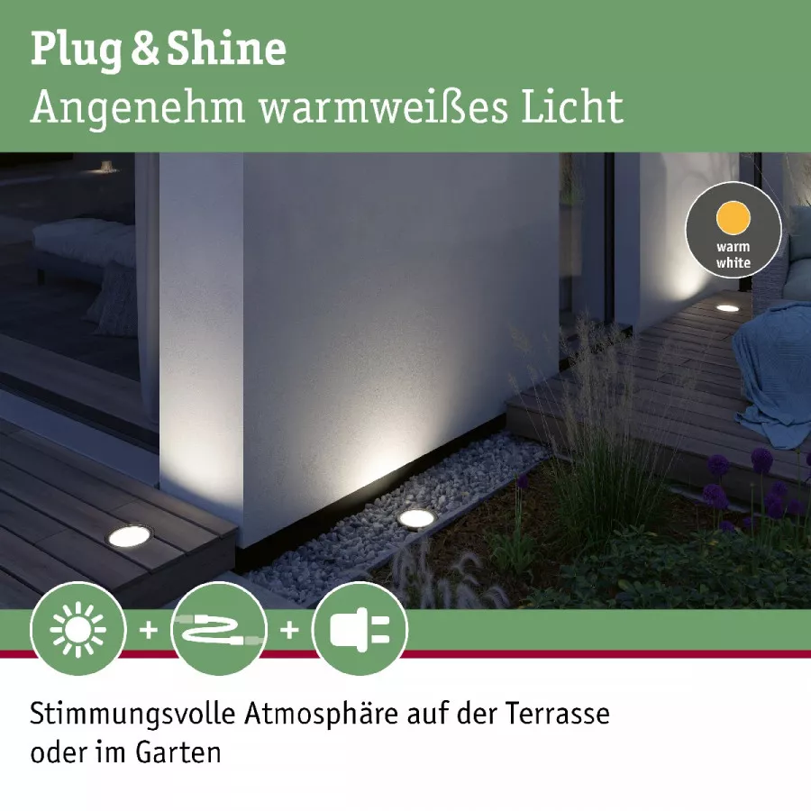 Paulmann 94669 Plug & Shine LED Wandfluter Ocos IP67 3000K 6,1W Anthrazit