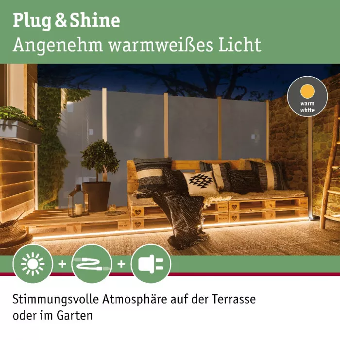 Paulmann 94679 Plug & Shine LED Stripe Smooth 2m IP67 3000K 12W Schwarz