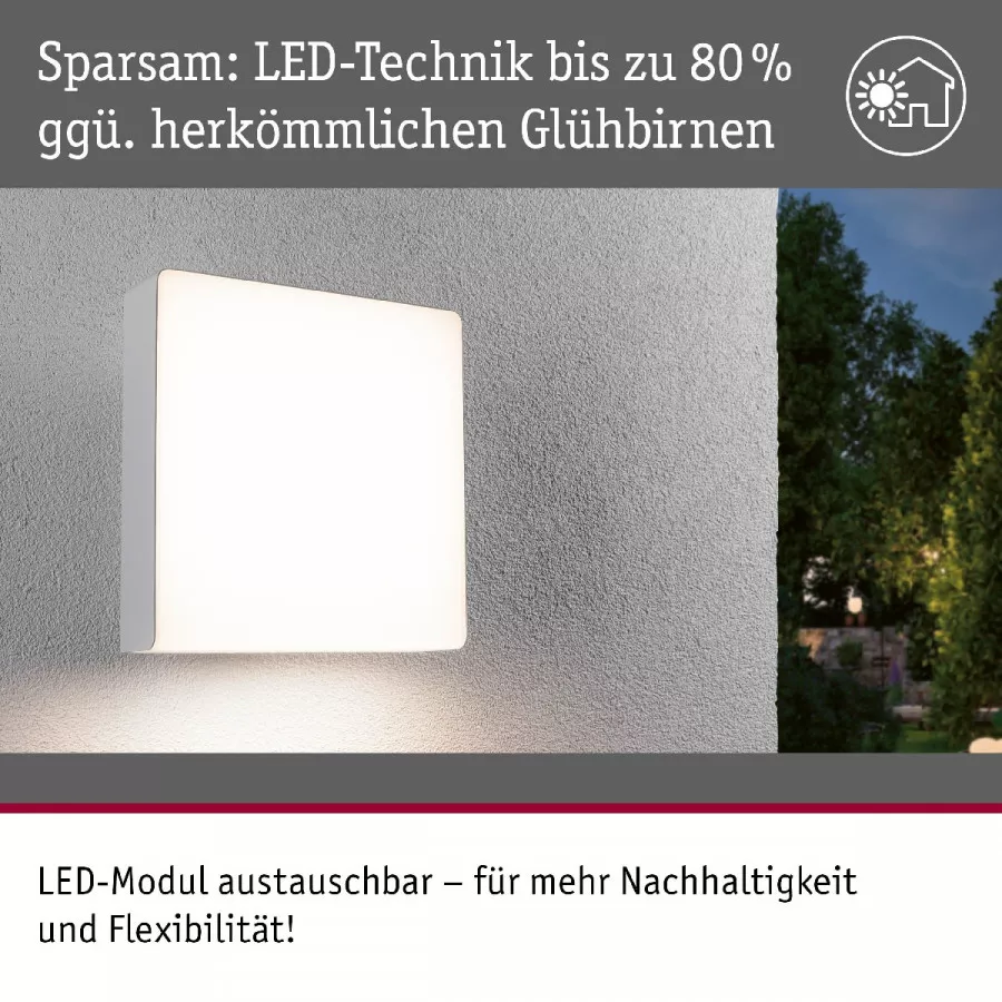 Paulmann 94841 LED Außenwandleuchte Azalena Bewegungsmelder mit Hochfrequenz-Sensor IP44 250x97mm 3000K 8,5W 700lm 230V Weiß Kunststoff/Aluminium