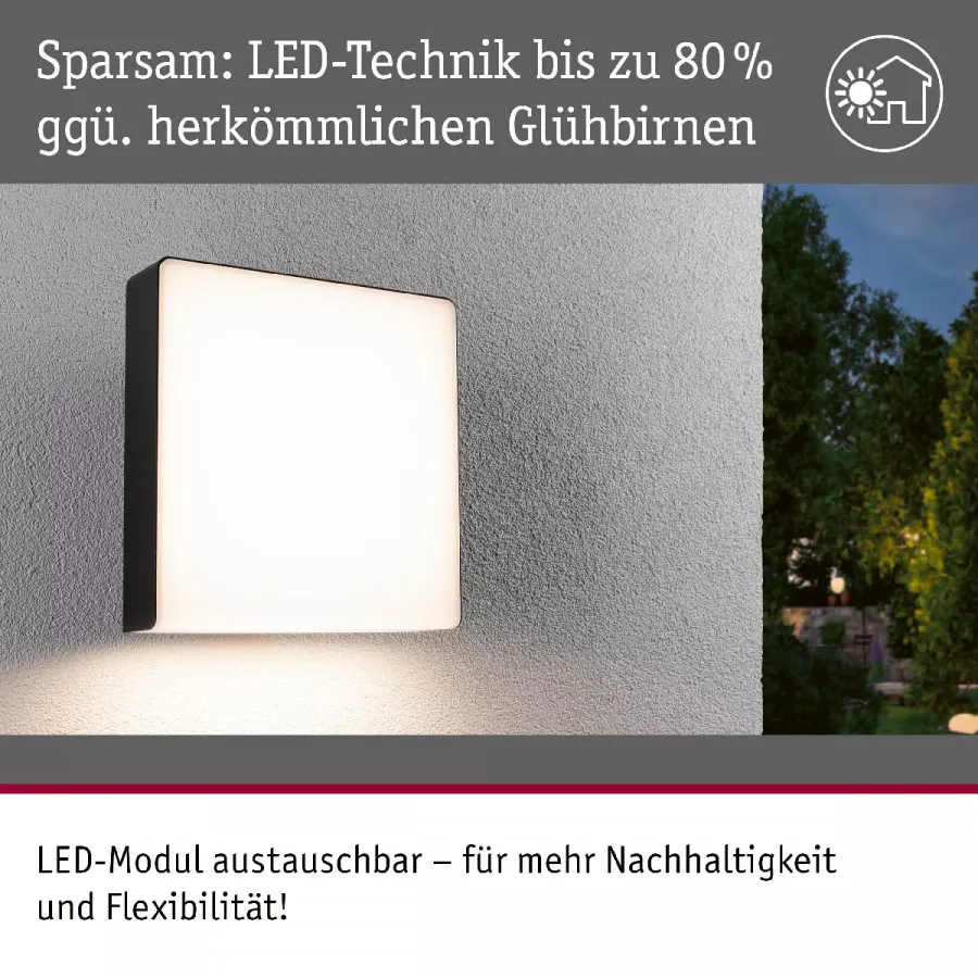 Paulmann 94842 LED Außenwandleuchte Smart Home Zigbee 3.0 Azalena Bewegungsmelder mit Hochfrequenz-Sensor IP44 250x97mm Tunable Warm 8,5W 700lm 230V Anthrazit Kunststoff/Aluminium