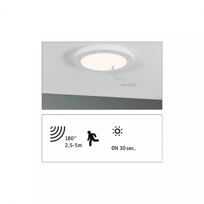 Paulmann 95391 LED Einbaupanel Cover-it mit Sensor rund 225mm, 16,5W 4000K Weiß matt