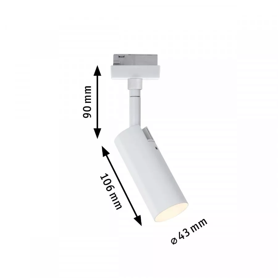 Paulmann 95591 URail LED Schienenspot 3-Step-Dim Tubo Einzelspot 150lm 4W 3000K dimmbar 230V Weiß