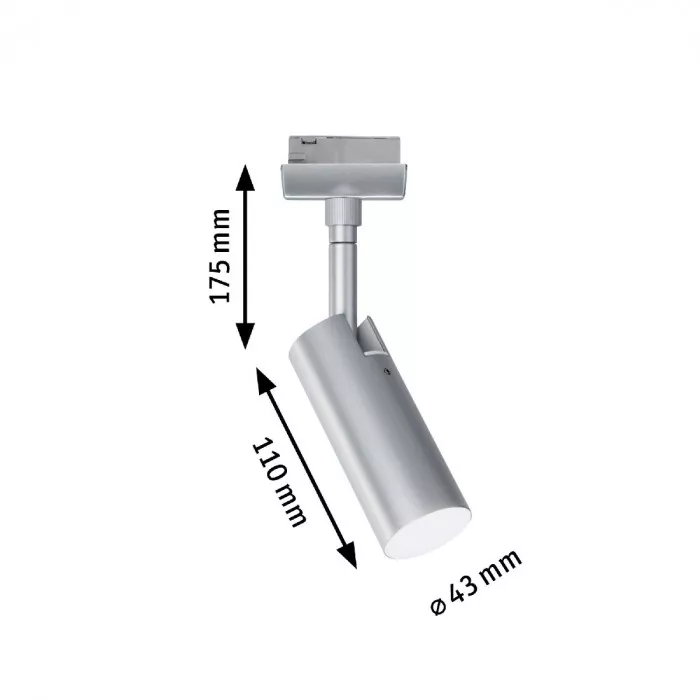 Paulmann 96800 URail LED Schienenspot Tubo Einzelspot 255lm 4,5W 4000K 230V Chrom matt