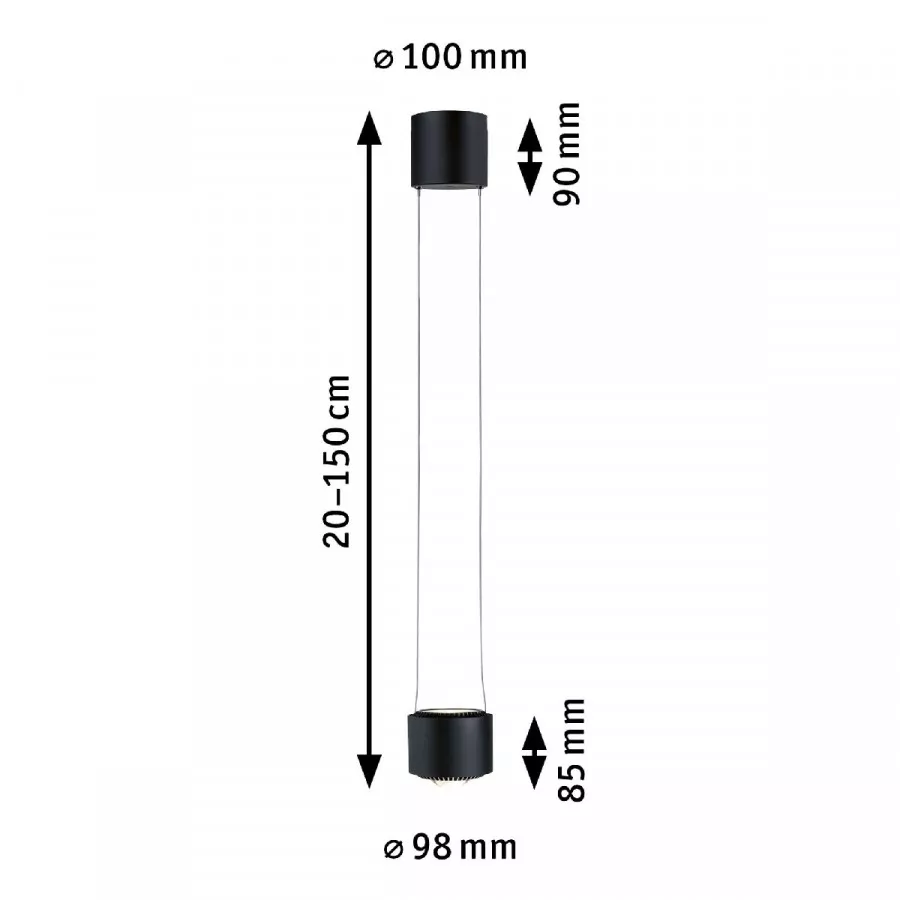 Paulmann 96813 URail LED Pendel Aldan 930lm / 530lm 8,5 / 1x4,5W 4000K 230V Schwarz