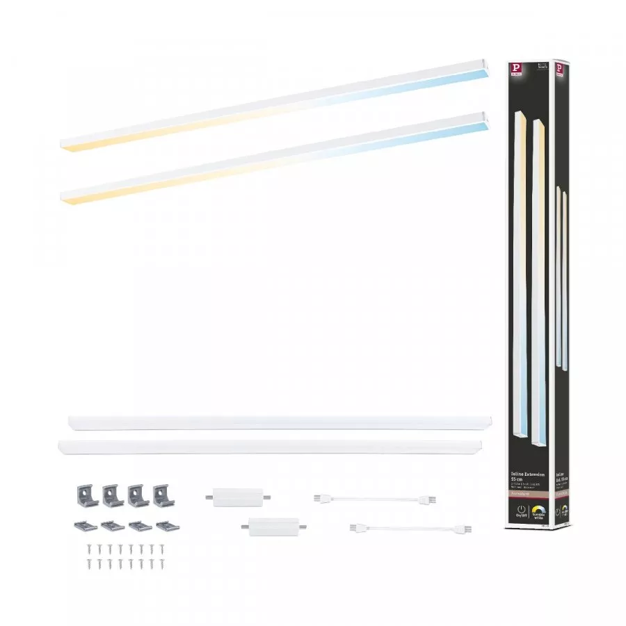 Paulmann 98623 LED Unterschrankleuchte Inline Erweiterungsset 2x6W 550x26mm 2x500lm Tunable White 24V Weiß matt