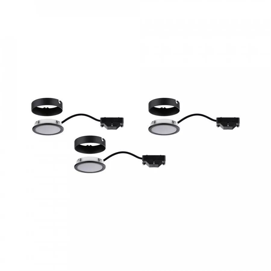 Paulmann 99990 Möbel Aufbauleuchte LED Schwarz 3x3,5W Warmweiß 3er-Set inkl. Trafo