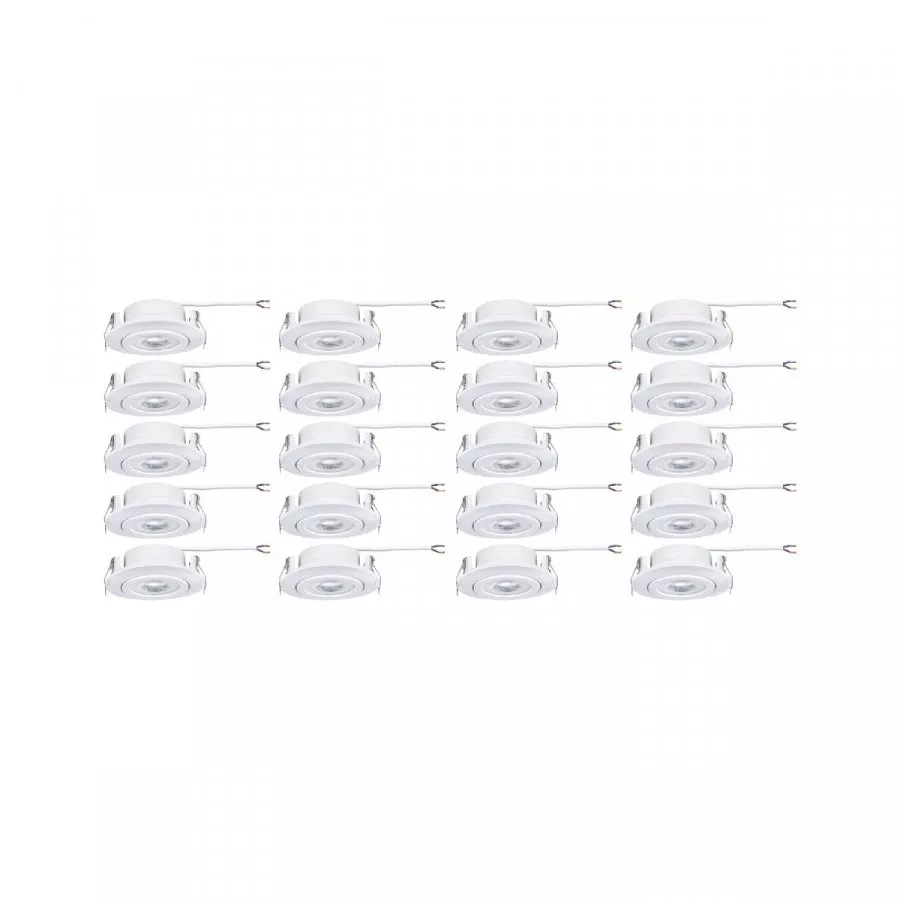 Paulmann 99997 LED Einbauleuchte 20er-Pack schwenkbar rund 82mm 70° 20x4,8W 20x450lm 230V 3000K Weiß matt