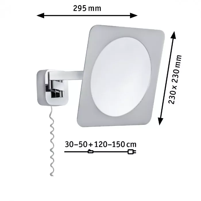 Paulmann 70468 Kosmetikspiegel Bela LED IP44 5,7W Chrom, Weiß, Spiegel, Metall