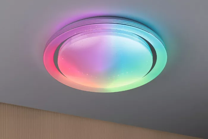 Paulmann 70547 LED Deckenleuchte Rainbow mit Regenbogeneffekt RGBW 4750lm 230V 38,5W Chrom/Weiß