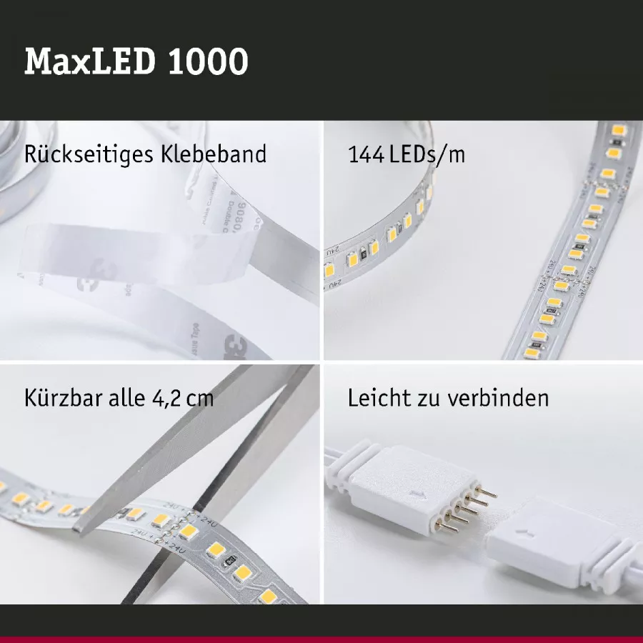 Paulmann 70589 MaxLED 1000 LED Strip Tageslichtweiß Basisset 3m 35W 1100lm/m 6500K 60VA