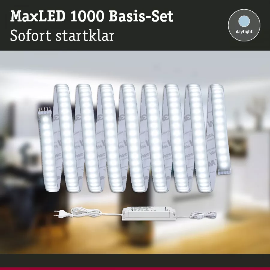Paulmann 70669 MaxLED 1000 LED Strip Tageslichtweiß Basisset 3m beschichtet IP44 35W 880lm/m 6500K 60VA